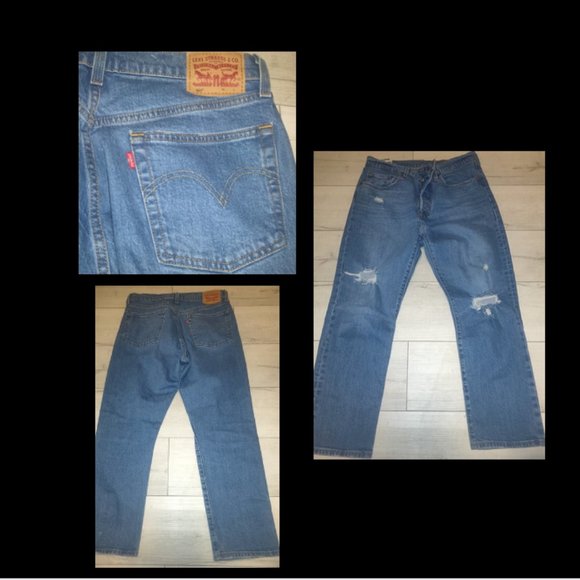 Levi's Denim - 501 Levi Strauss Distressed Stretch Jeans Size 30 x 26